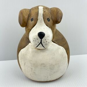 Wooden Dog Folk Art Boxer Figure